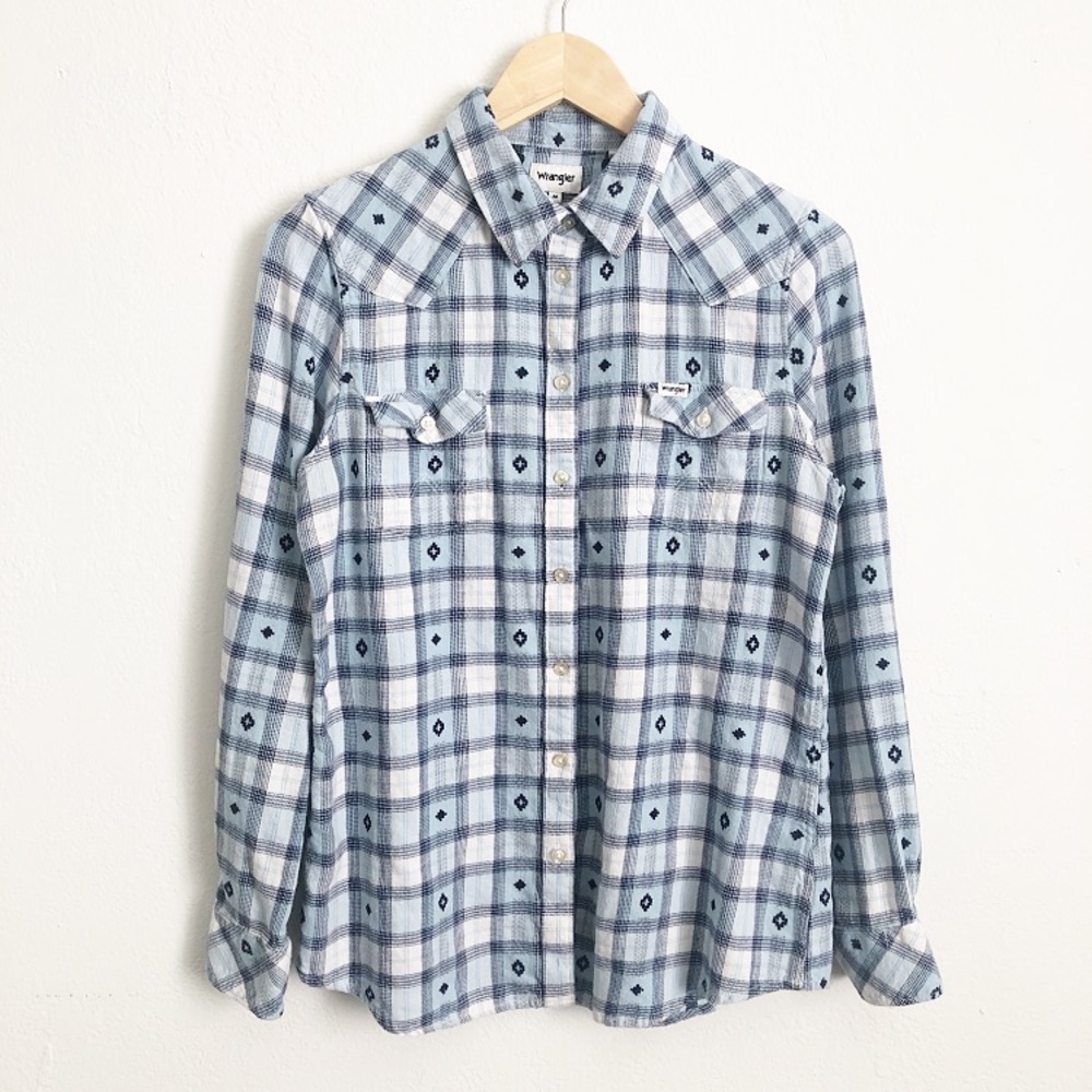 Wrangler Blue and White Flannel Shirt